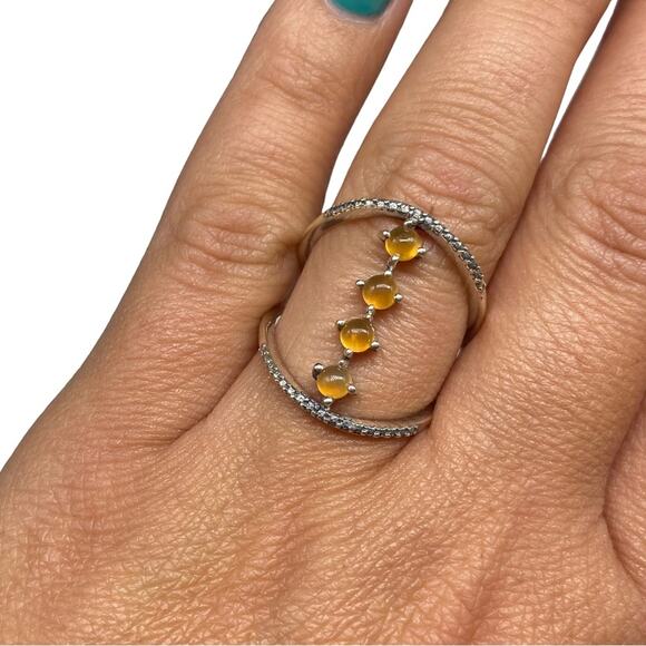 Carnelian Ring Solid Sterling Silver 925 Size 8 Orange Natural Multi Stone - Picture 2 of 6